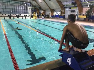 Swimming in deep pool